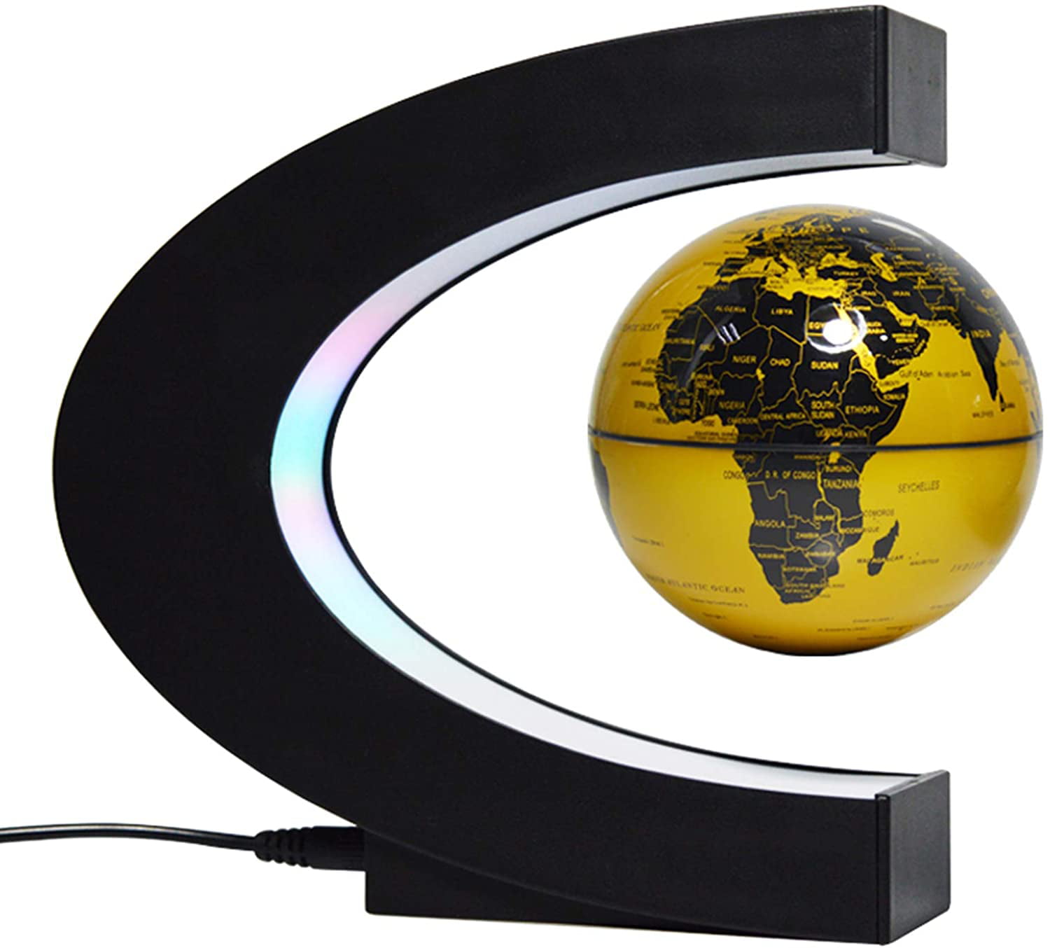 Magnetic Levitation Floating Earth Globe Map w/ C Shape Base LED Light Xmas Gift 