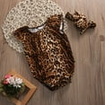 thumbnail image 6 of Qiylii Baby Girl's Leopard Romper, Ruffled Sleeveless Bodysuit + Hairband, 6 of 7