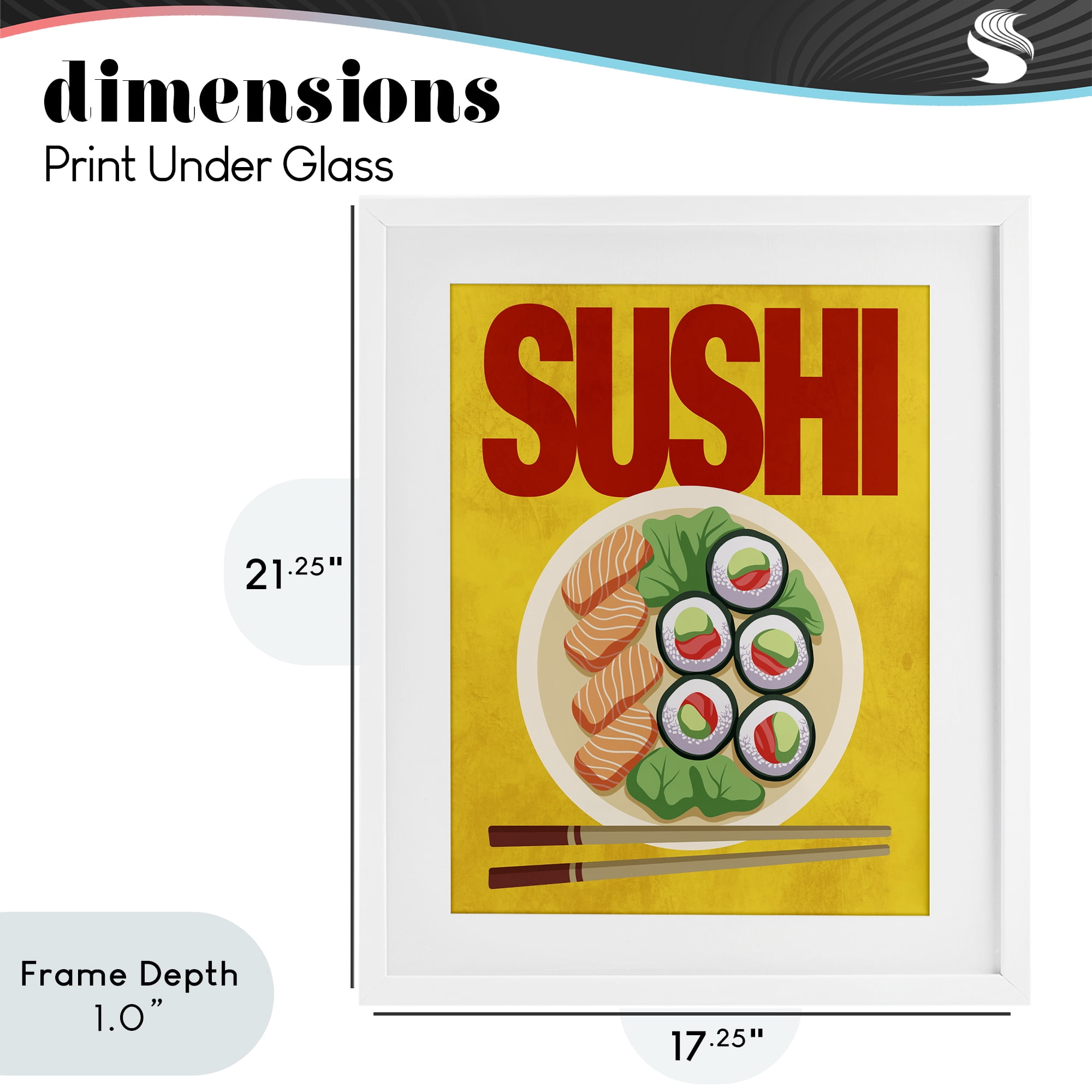 Stupell Industries Bright Sushi & Chopsticks White Framed Print Under Glass, design by Marcus Prime