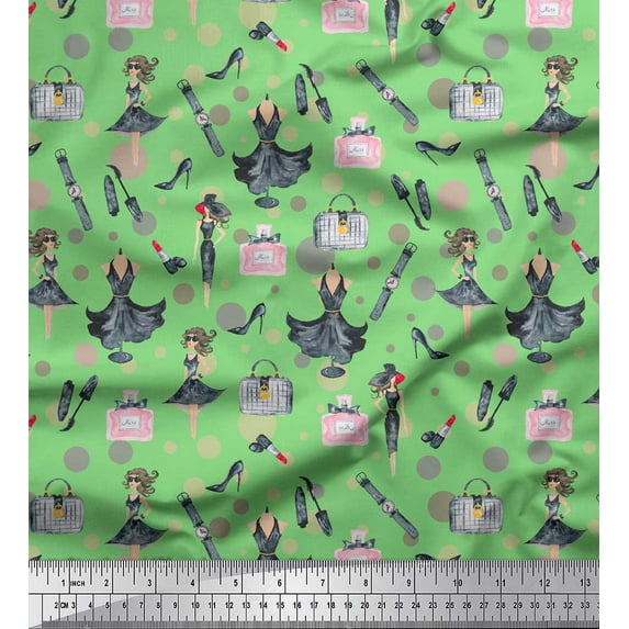 Soimoi Green Rayon Fabric Women & Accessories Fashion Fabric Prints By Yard 56 Inch Wide
