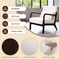 thumbnail image 4 of PORKISS Accent Chair Mid Century Modern Arm Chair with Wood Frame and Pillow, Corduroy Reading Armchair for Bedroom Living Room Office, Beige + Brown, 4 of 10