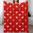 thumbnail image 4 of Christmas Stick Gingerbread Man Red Christmas Throw Blanket Soft Flannel Throw Blankets with Snowflake Santa Claus Pattern Cozy Blanket for Couch, Sofa and Bed Gifts for Xmas 40"x50", 4 of 6