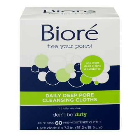 Bioré Daily Deep Pore Cleansing Cloths, 60 Ct