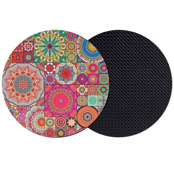 Colorful Ethnic Coasters Set of 2, Absorbent Coasters for Drinks, Modern Abstract National Geometric Red Coaster for Desk Coffee Table Protection, Home Decor House Warming Gifts 4"