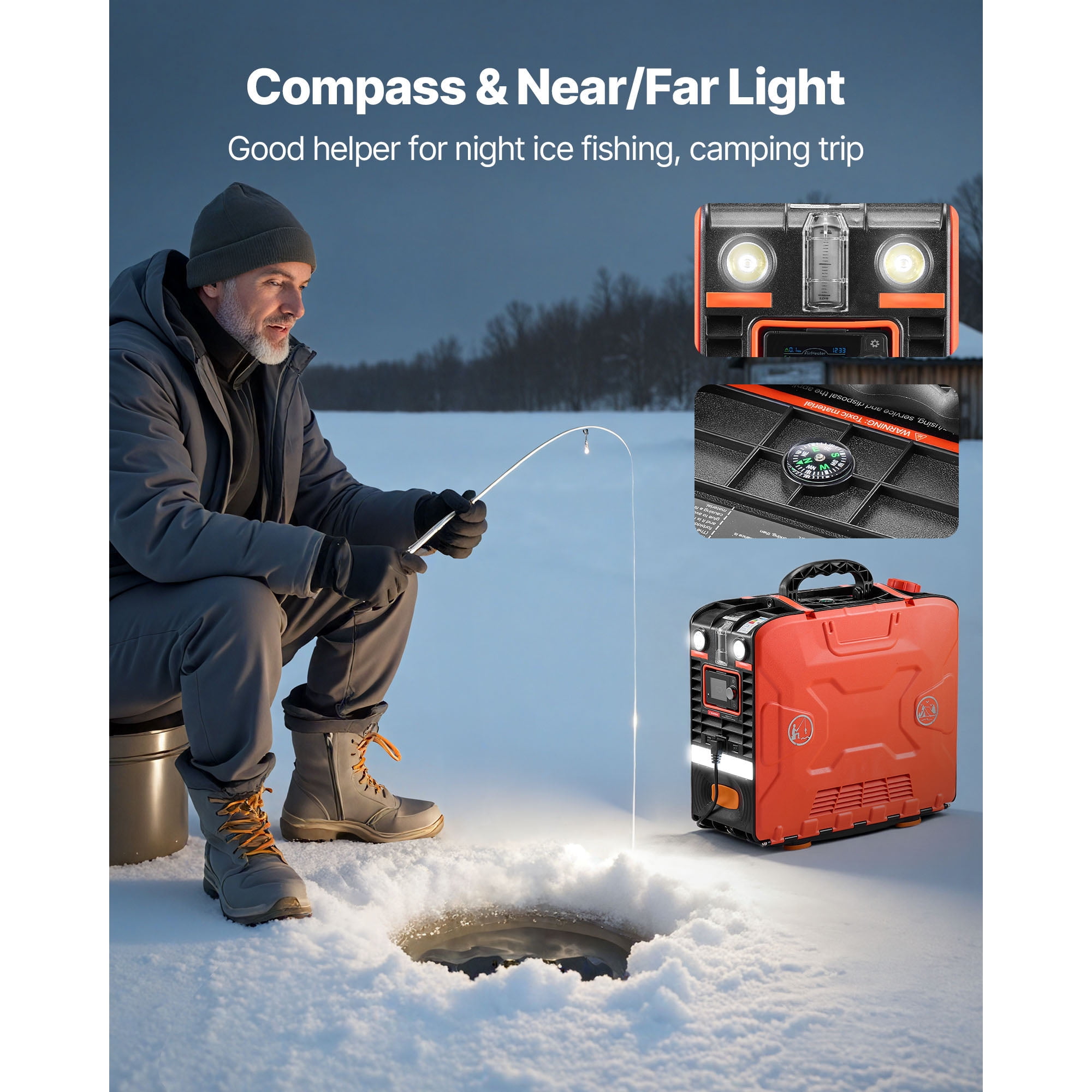 KFFKFF Portable 8KW Diesel Air Heater, DC 12V, All-in-One Unit with Bluetooth App Control, Remote Control, LCD Screen, and 1.2 Gal Fuel Tank for Vehicles, RVs, Campers, Vans, and Garages