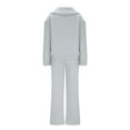 thumbnail image 6 of ibuvkizy Two Piece Sets for Women Fashion Solid Color Half Zipper Sports Shirt Collar Top Wide Leg Sports Pants Casual Set Two Piece Set Gray,XXL, 6 of 7