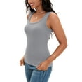 thumbnail image 4 of ATHLECHIC Women's Fitted Tank Top Ribbed Knit Scoop Neck Slim Fit Casual Top L Gray, 4 of 5