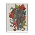 thumbnail image 4 of Stupell Industries Wild Elephant Surrounded Elaborate Flower Mandala Patterns Graphic Art White Framed Art Print Wall Art, Design by Valentina Harper, 4 of 5