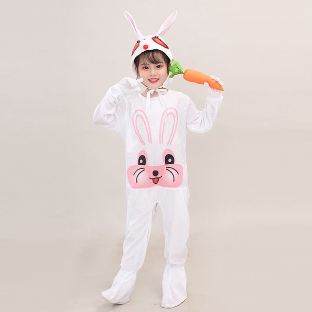 Niños Animal conejo blanco Cosplay disfraz niños mono jardín de infantes niñas vestido niños Pascua conejito baile ropa Sets130cm Gao Jinjia LED