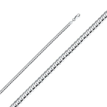 22 in. 14K White Gold 4 mm Regular Concave Cuban Chain