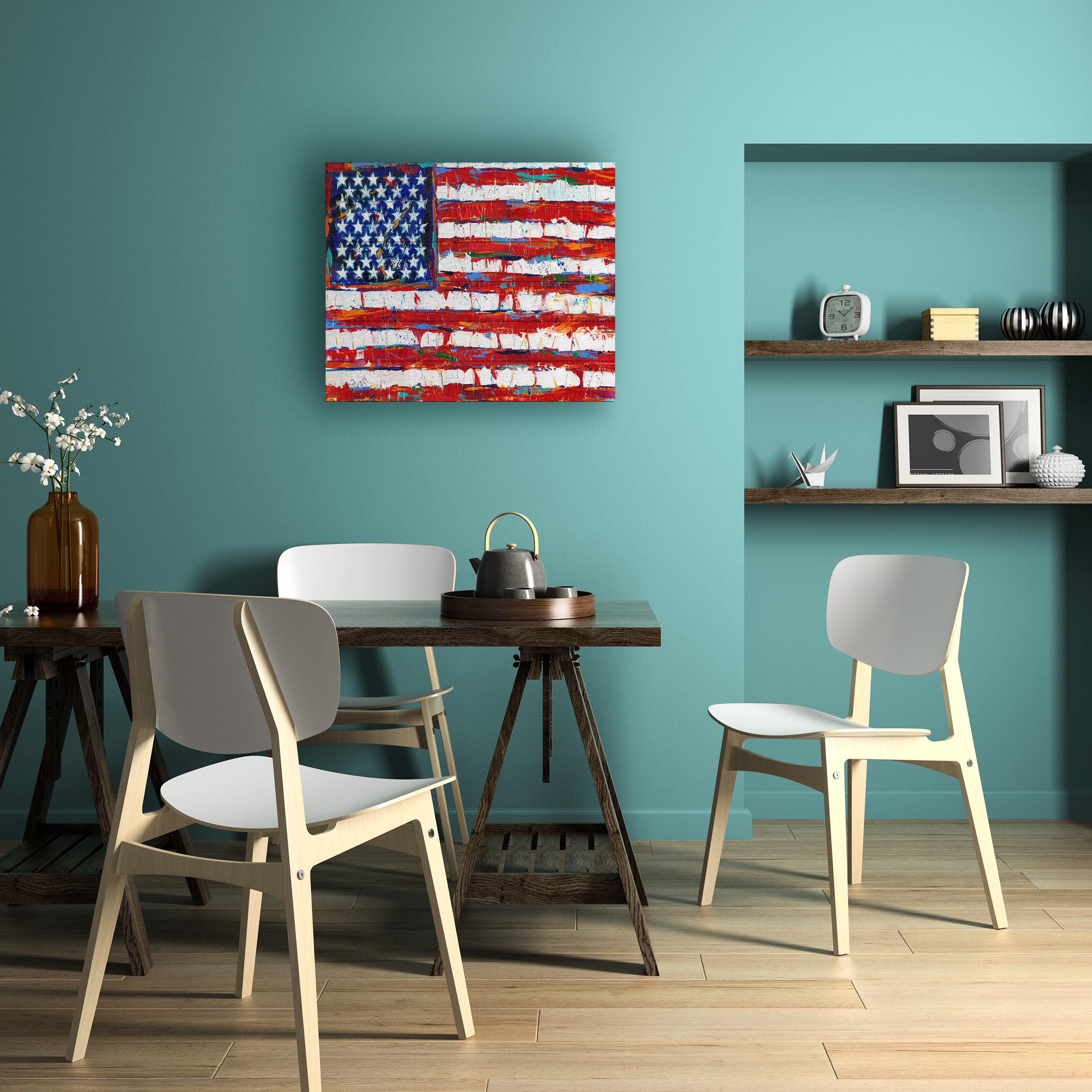 Carolee Vitaletti 'Dramatic Stars And Stripes' Wood Slat Art 18x22