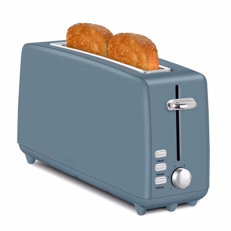 BLUE, variant on 2 Toasters, Stainless Steel Slim Toasters, with Defrosting And Reheating Functions, 5 Bread Types And 6 Tone Settings, 2 Wide Slots Of 1.5-inch Toasters