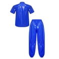 thumbnail image 5 of vastwit Men Plastic Oversized Shirts Pants Set Waterproof Two-piece Outfit Sweat Suit Jogging Sportswear Royal Blue XL, 5 of 7