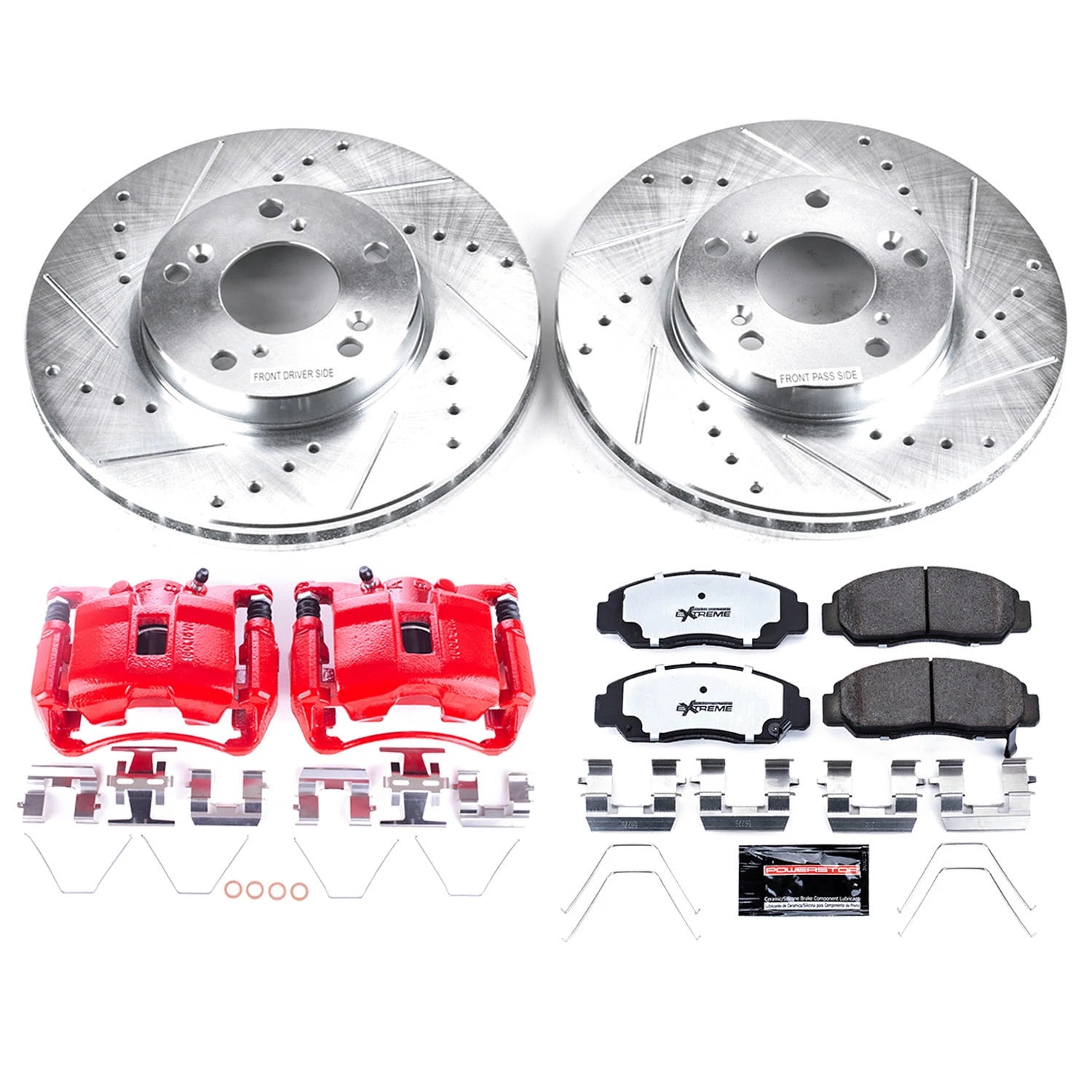 PowerStop Front Z26 Street Warrior Brake Pad and Rotor Kit with Red Powder Coated Calipers Fits: HONDA Select Models KC9109-26