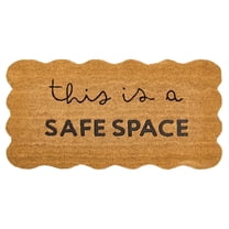 This is a Safe Space Scalloped Coir Doormat, Rectangular Large Welcome Mat for Outdoor/Indoor Entrance, Non-Slip Backing