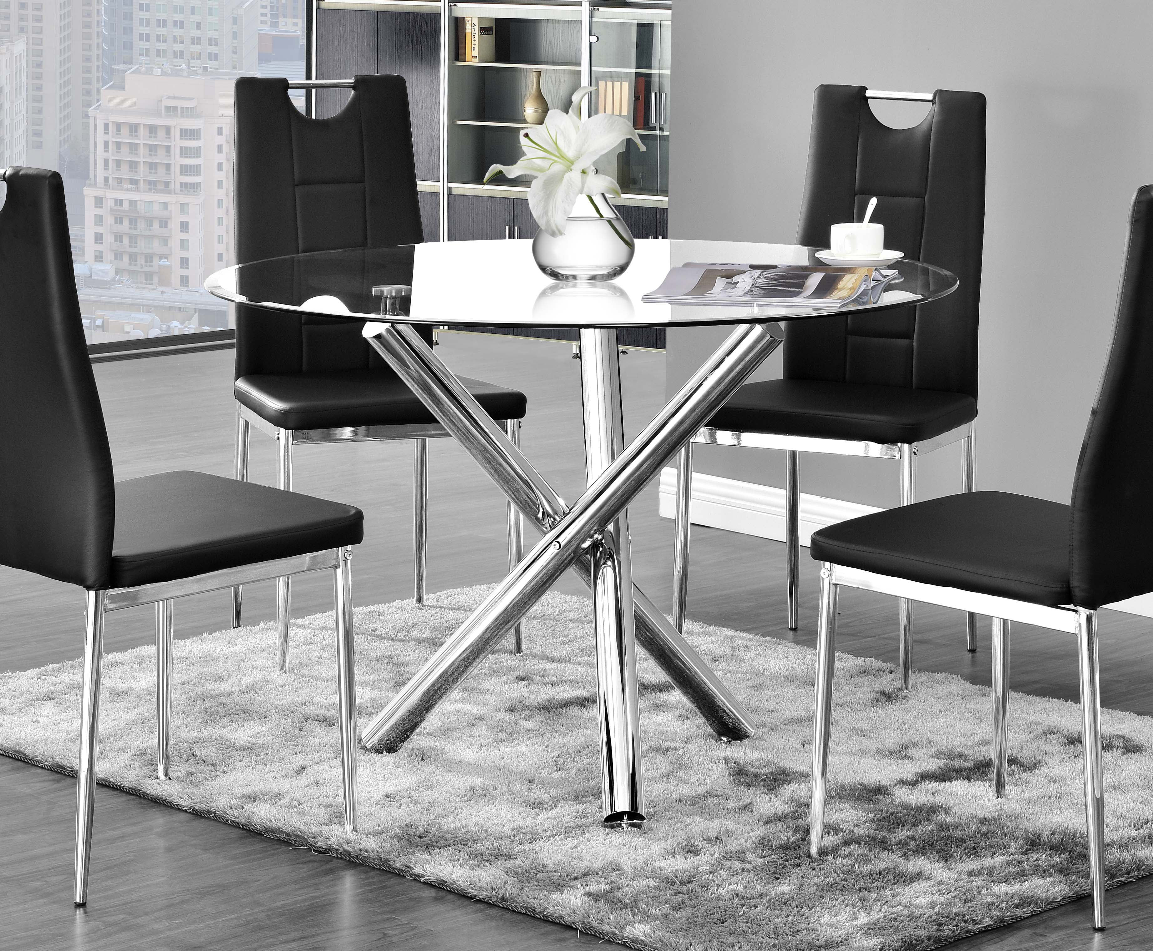 Best Master Furniture Crystal Round, Round Glass Top Dining Tables And Chairs
