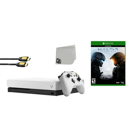 Microsoft Xbox One X 1TB Gaming Console White with Halo 5- Guardians BOLT AXTION Bundle Used