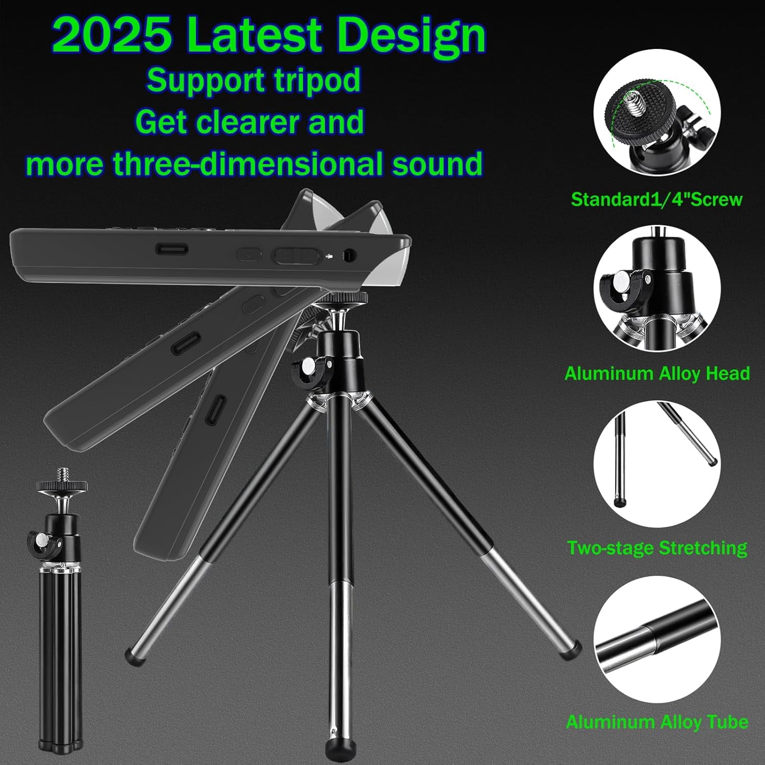 MUSICOZY 128GB Voice Activated Digital Recorder for Lectures and Meetings, Connected Phone via OTG, 9280 Hours Audio Recorder with Tripod Stand, Recording Device MP3 Player