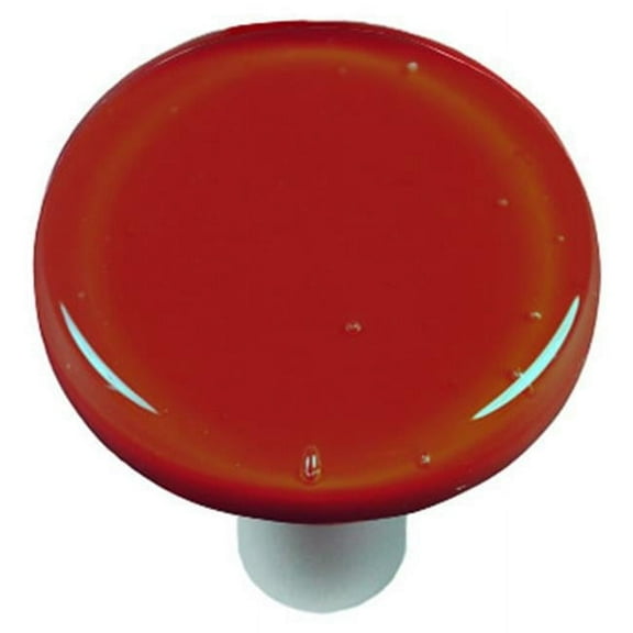 Hot Knobs HK1003-KRA Brick Red Round Glass Cabinet Knob - Aluminum Post