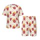thumbnail image 1 of Balery Popcorn Conjunto de Pijama Infantil de Manga Corta con Estampado – Ropa de Dormir de Algodón Suave-Large, 1 of 6