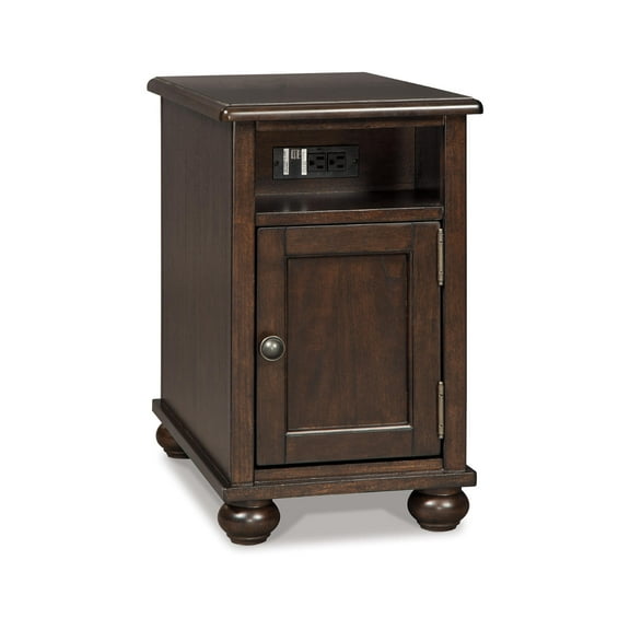 Signature Design by Ashley Casual Barilanni Chairside End Table with USB Ports & Outlets Dark Brown