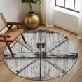 thumbnail image 2 of Round Area Rug 8 Ft, Vintage Gate Washable Non-Slip Circle Carpet for Living Room/Bedroom, Farmhouse Wooden Grain Shabby Chic Door Collection Low-Profile Large Area Rugs for Indoor, 2 of 8
