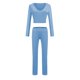thumbnail image 3 of Gibobby Set Pants y Sudadera Mujer Conjunto de pantalones de cintura alta y top de manga larga con capucha y cuello redondo de color sólido informal ajustado (Azul,M), 3 of 5