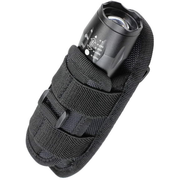 Flashlight Pouch Holster Rotatable Flashlight Holder Belt Clip Torch Carry Case with 360 Degree Carabiner Reel Clip