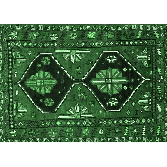 Ahgly Company Indoor Rectangle Persian Emerald Green Traditional Area Rugs, 2' x 3'
