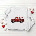 thumbnail image 5 of Womens Valentine Sweatshirt Oversized Love Truck Graphic with Buffalo Plaid Hearts Soft Fleece Pullover Romantic Gift White,Size XL, 5 of 6