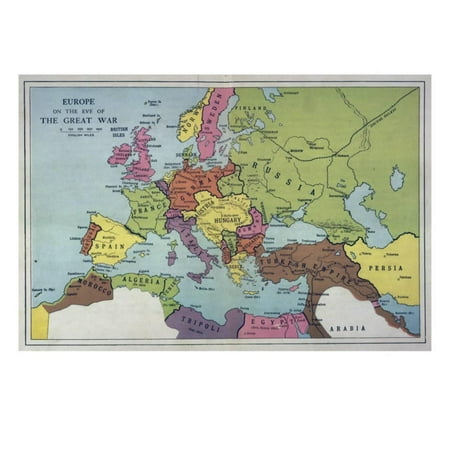 The Map of Europe on the Eve of World War One Print Wall (Best Art Of War)