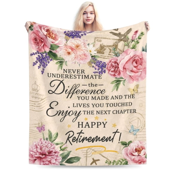 Retirement Gift for Woman, Retirement Blanket for Women | Happy Retired Gifts, Retirement Party Decorations, Funny Farewell Gift for Coworker, Retirement Throw for Teacher, Nurse 50x40