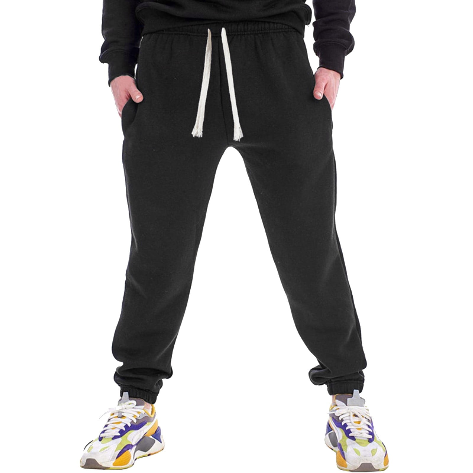 Wozhidaoke mens sweatpants Male All Matching Color Drawstring Loose ...