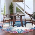 thumbnail image 4 of Blue Sea Turtles Round Living Room Rugs 5 ft, Red Coral Shell Ocean Life Summer Watercolor Washable Area Rug with Non-Slip Sturdy Edge Binding Round Carpet for Entryway Kitchen Bedroom Bathroom, 4 of 9
