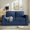 thumbnail image 4 of CHITOOMA 60'' Linen Pull Out Sofa Bed Convertible Sleeper Couch with Charging Port, Upholstered Sectional Sofa with 2 Pillows, Reclining Sofas for Living Room, Blue, 4 of 8