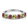 thumbnail image 2 of Gem Stone King 925 Sterling Silver Round Pink Tourmaline Green Peridot Anniversary Ring for Women (1.22 Cttw, Gemstone Birthstone, Size 7) (Size 7), 2 of 4