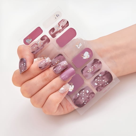 RAGUPEL 1Sheet/14PCS DIY Nail Art Making Glittering Semi Cured Strips Gel Full Nail Wraps Nail Art Stickers Gel Nail Polish Strips Gel Nail Stickers