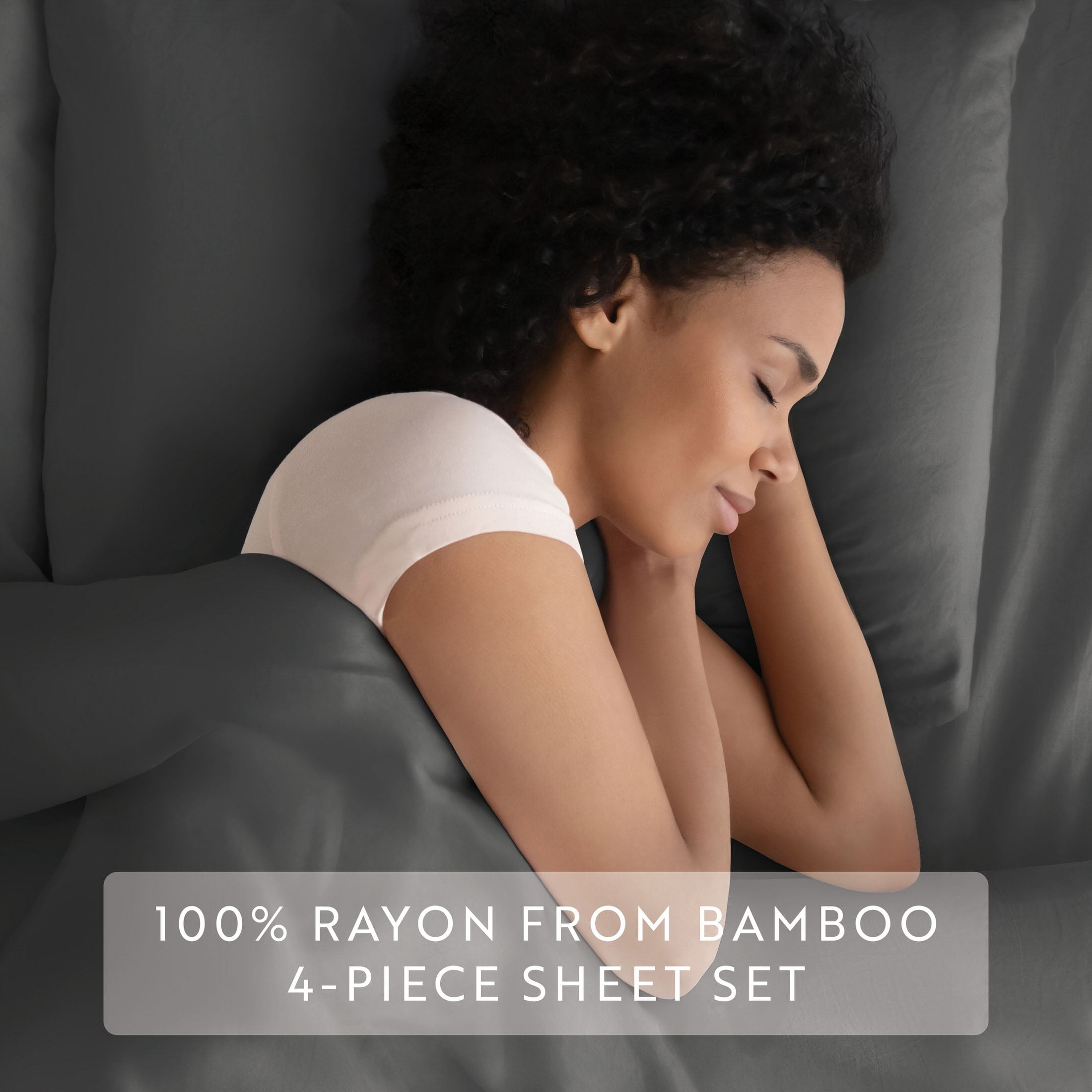 Noble Linens Rayon from Bamboo 4 Piece Luxury Bed Sheet Set, Gray, Queen