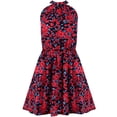 thumbnail image 3 of IROINNID Women's Sleeveless Prints A-Line Dress Fashion Floral Halter Strapless Ruffle Bandage Casual Dress Off-The-Shoulder Short Dress, 3 of 4