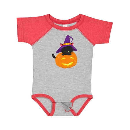 

Inktastic Black Cat Pumpkin Cat With Witch Hat Halloween Boys or Girls Baby Bodysuit