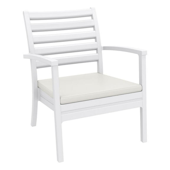 Compamia Artemis XL Club Chair in White with Acrylic Fabric Natural Cushions