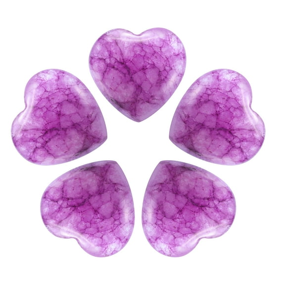 5Pcs Natural Heart Stone Quartz, Love Heart Worry Stones for Balancing Worry Bulk Light Purple