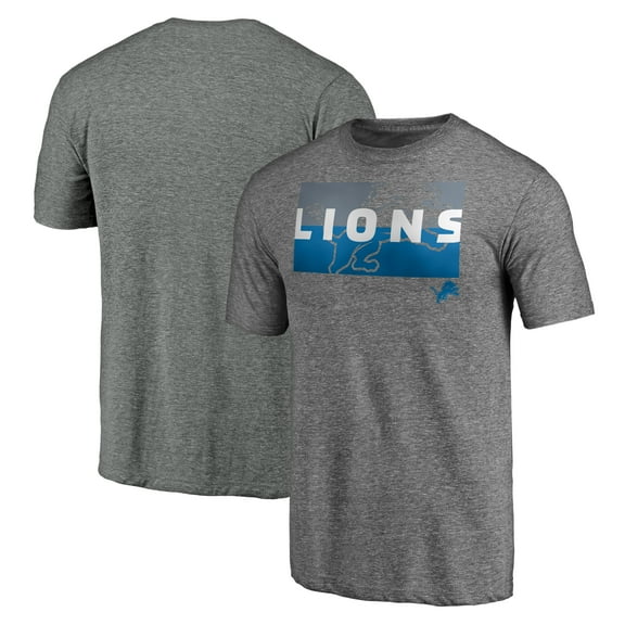 Men's  Heather Gray Detroit Lions Square Off Tri-Blend T-Shirt