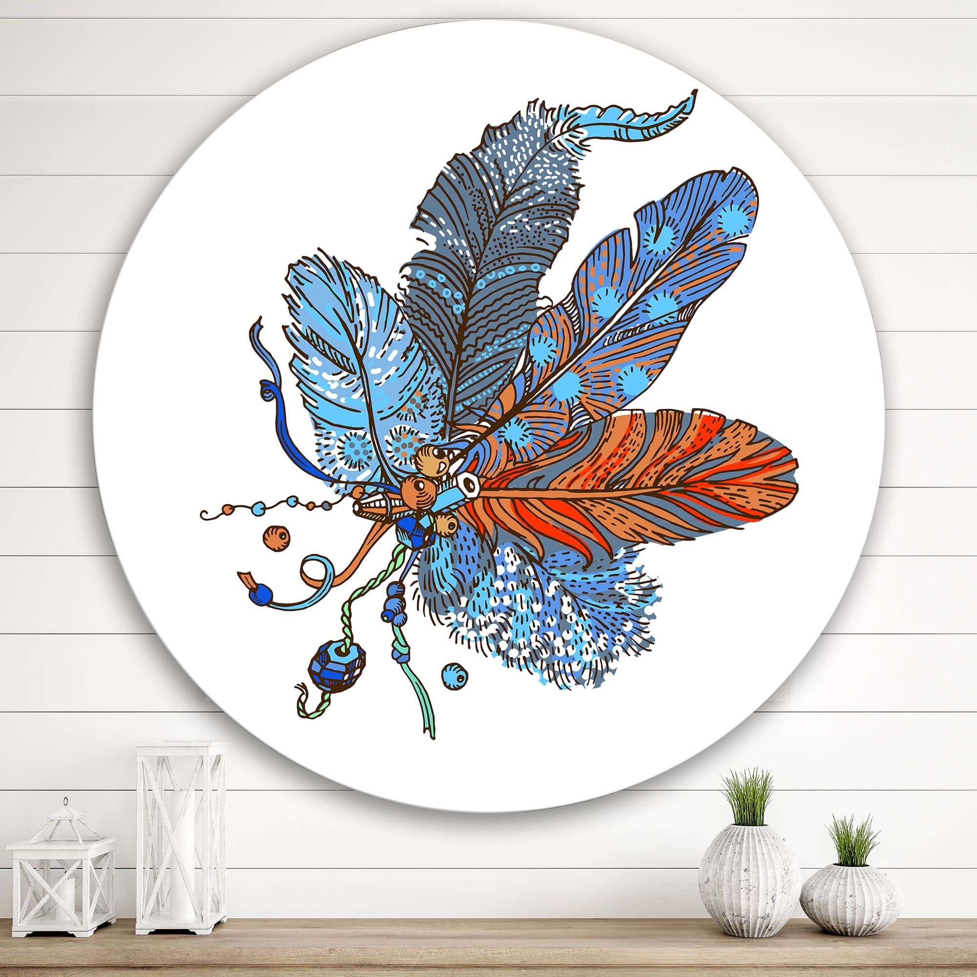 Designart 'Ethnic Boho Art Design' Bohemian & Eclectic Circle Metal Wall Art 36x36 - Disc of 36
