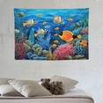 thumbnail image 3 of Chilfamy  Underwater Tapestry Wall Hanging Tropical Fish Jellyfish and Coral Reef Under Blue Sea Wall Hanging Blanket Ocean Tapestries for Bedroom Living Room Dorm Decor,60x40 Inch, 3 of 7
