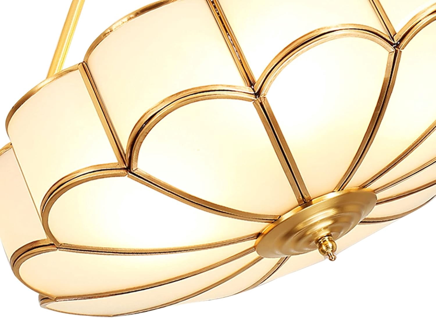 Mid Century Ceiling Light, Antique Brass Light Fixture, Modern Glass Ceiling Lamps for Living Room, Ceiling Light Decorative for Bedroom E26 Base Bulbs Not Include (Gold)