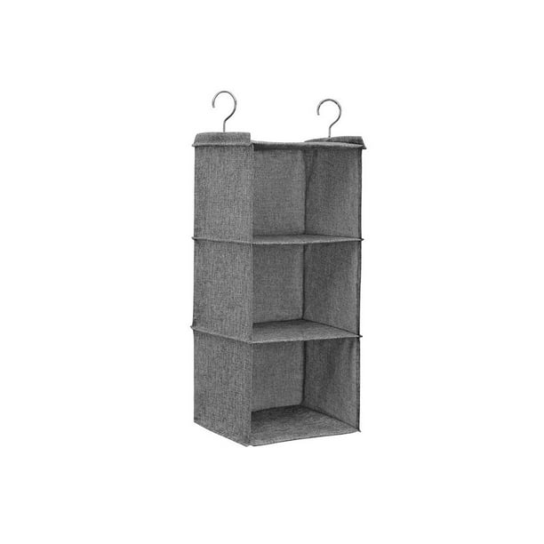 Armario colgante de lino y algodón, almacenamiento de varias capas, organizador de ropa, bolsa de soporte, estantes, ganchos dobles para el Almacenamiento y organización del hogar Gris 3 Capas Billuyoard HA071588-01