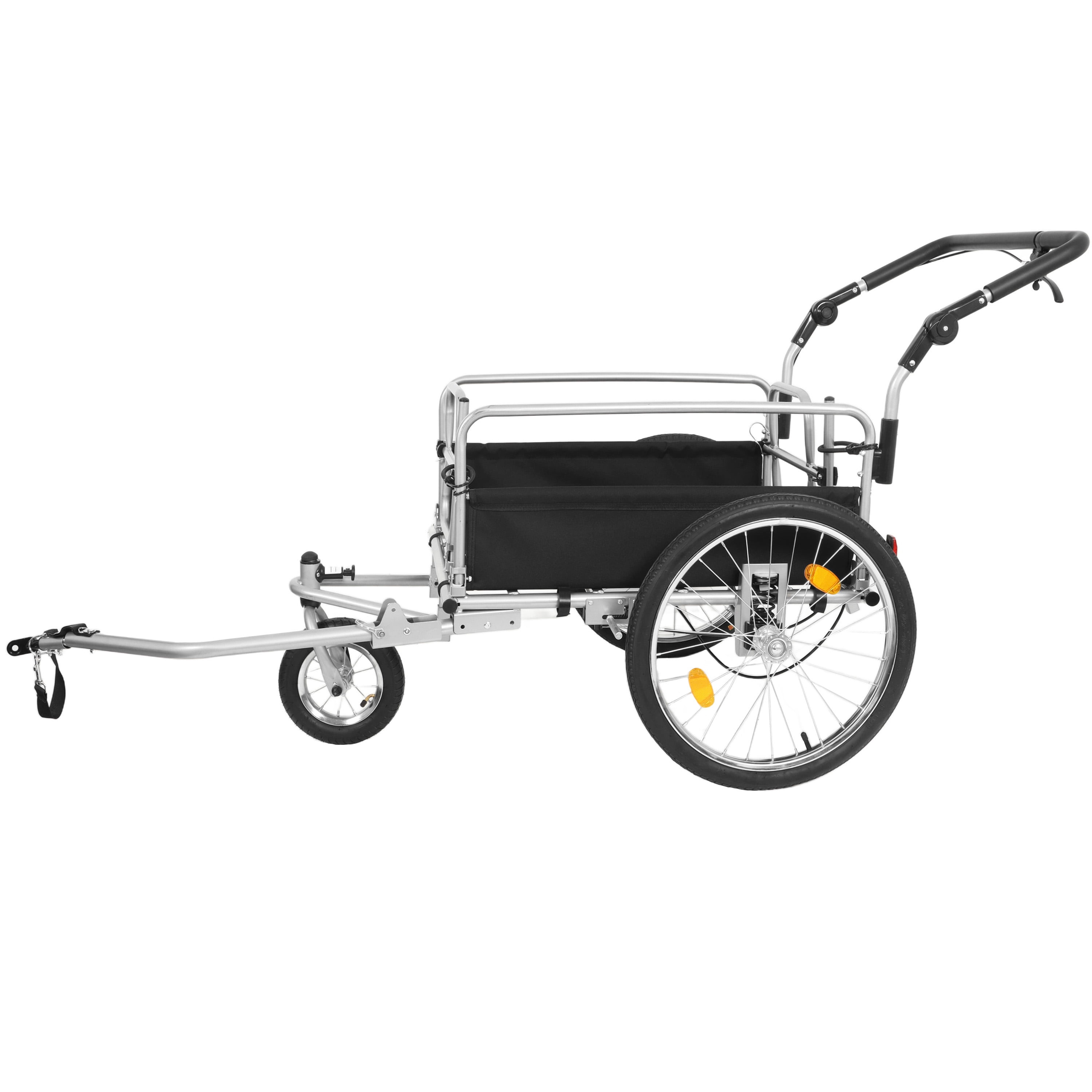 3-in-1 Heavy-Duty Bike Cargo Trailer, E-Bike Compatible Steel Frame Utility Cart with Suspension, 110lb Capacity Convertible Stroller and Pull Cart, 20" Wheels for Sports Equipment and Camping
