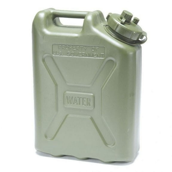 Genuine Issue 5 Gallon Camping Water Can with Carry Handle, Durable Plastic, OD