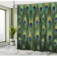 thumbnail image 5 of Ambesonne Peacock Shower Curtain, Exotic Animal Feathers, 69"Wx75"L, Green Mustard Navy, 5 of 5